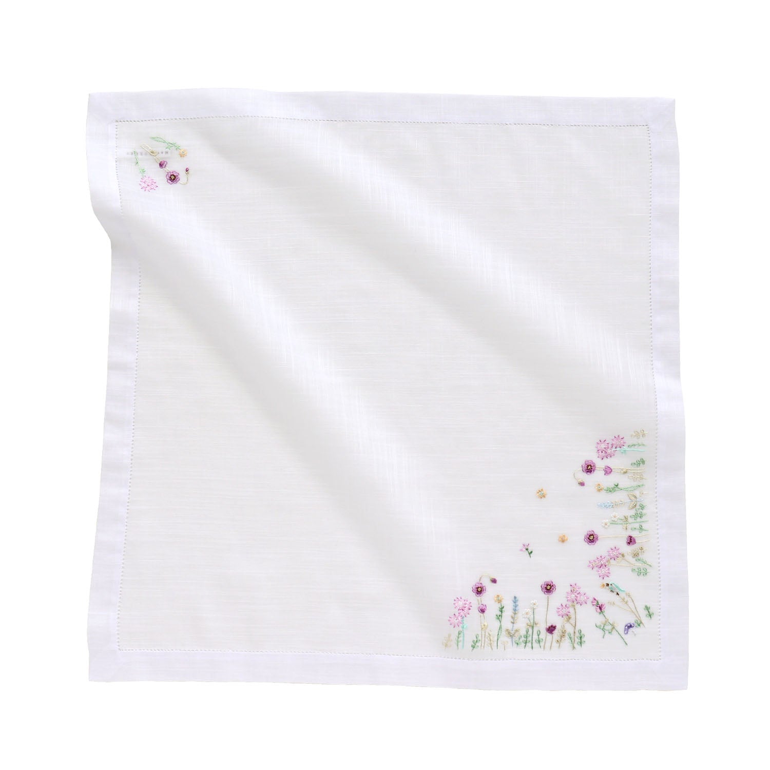 Vietnamese hand-embroidered handkerchief Jardin de Fleurs