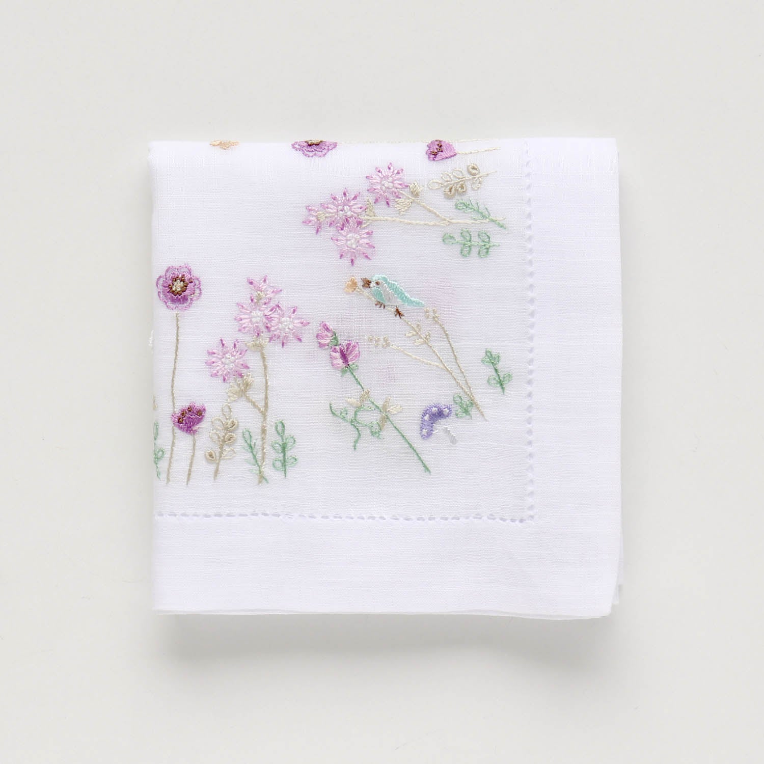 Vietnamese hand-embroidered handkerchief Jardin de Fleurs