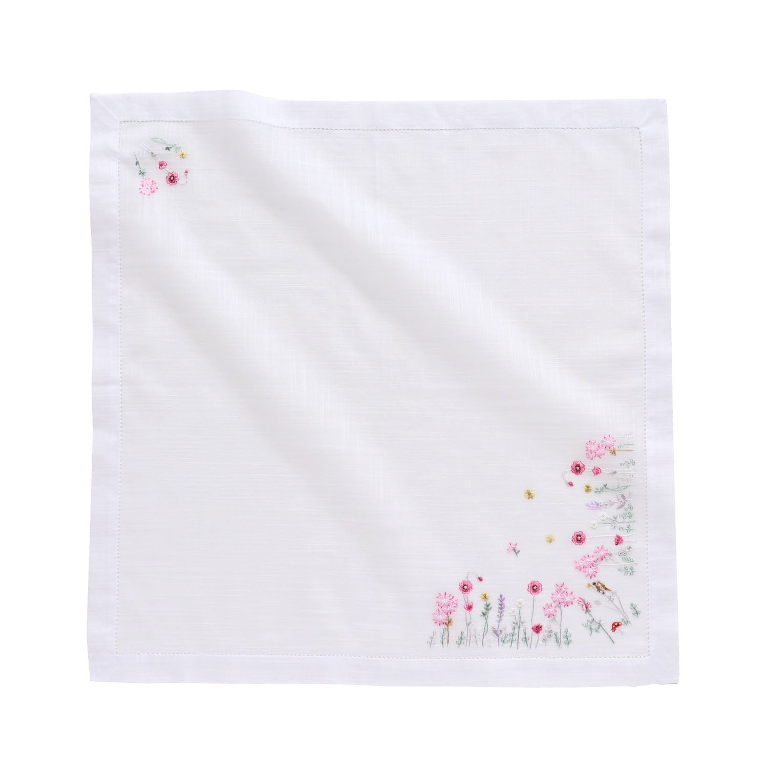 Vietnamese hand-embroidered handkerchief Jardin de Fleurs