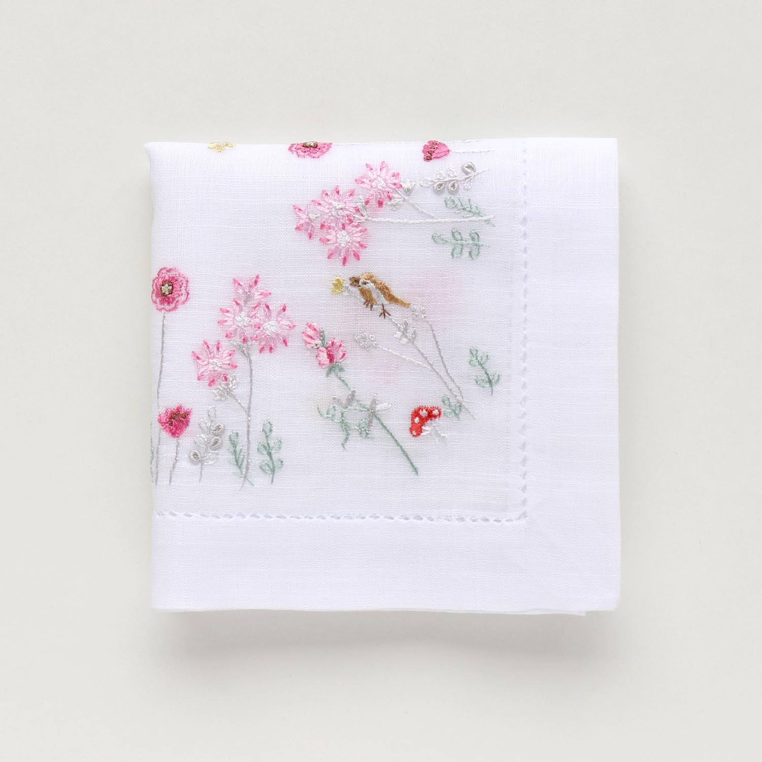 Vietnamese hand-embroidered handkerchief Jardin de Fleurs