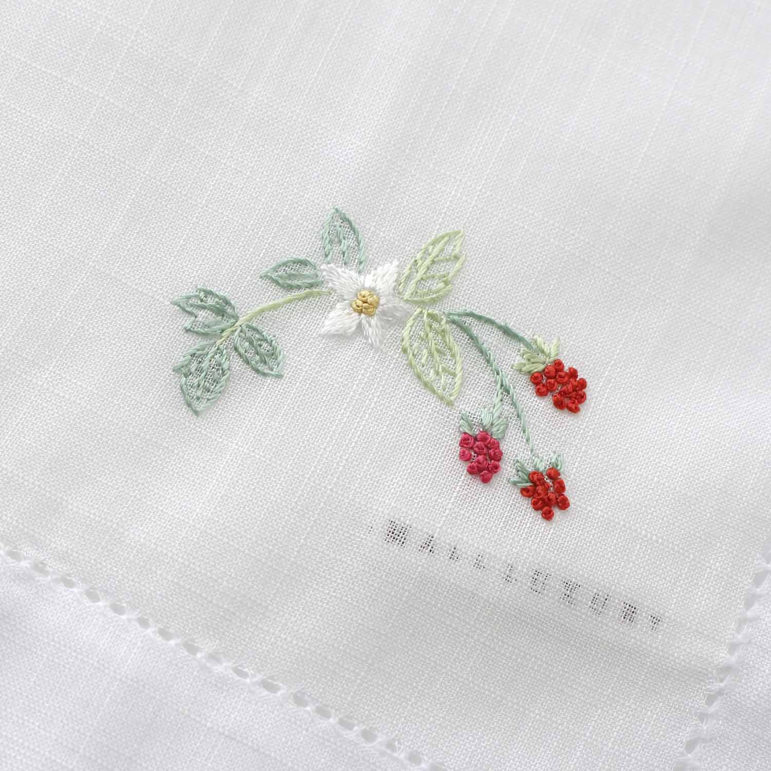 Vietnamese Hand Embroidery Handkerchief Wild Berries