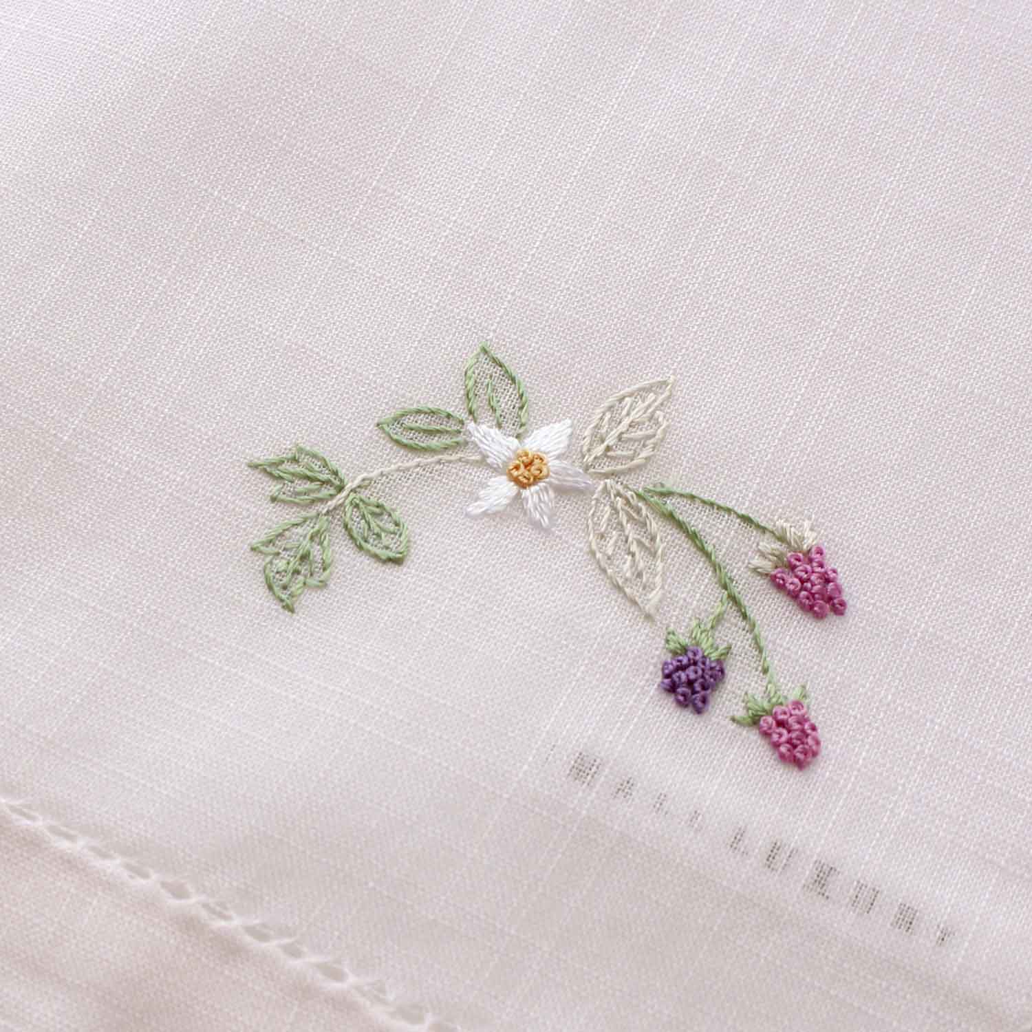 Vietnamese Hand Embroidery Handkerchief Wild Berries