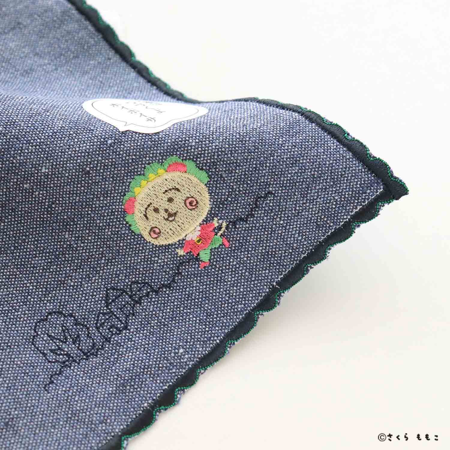 コジコジ ワンポイント刺繍 ハンカチ ブルー【COJI-COJI】