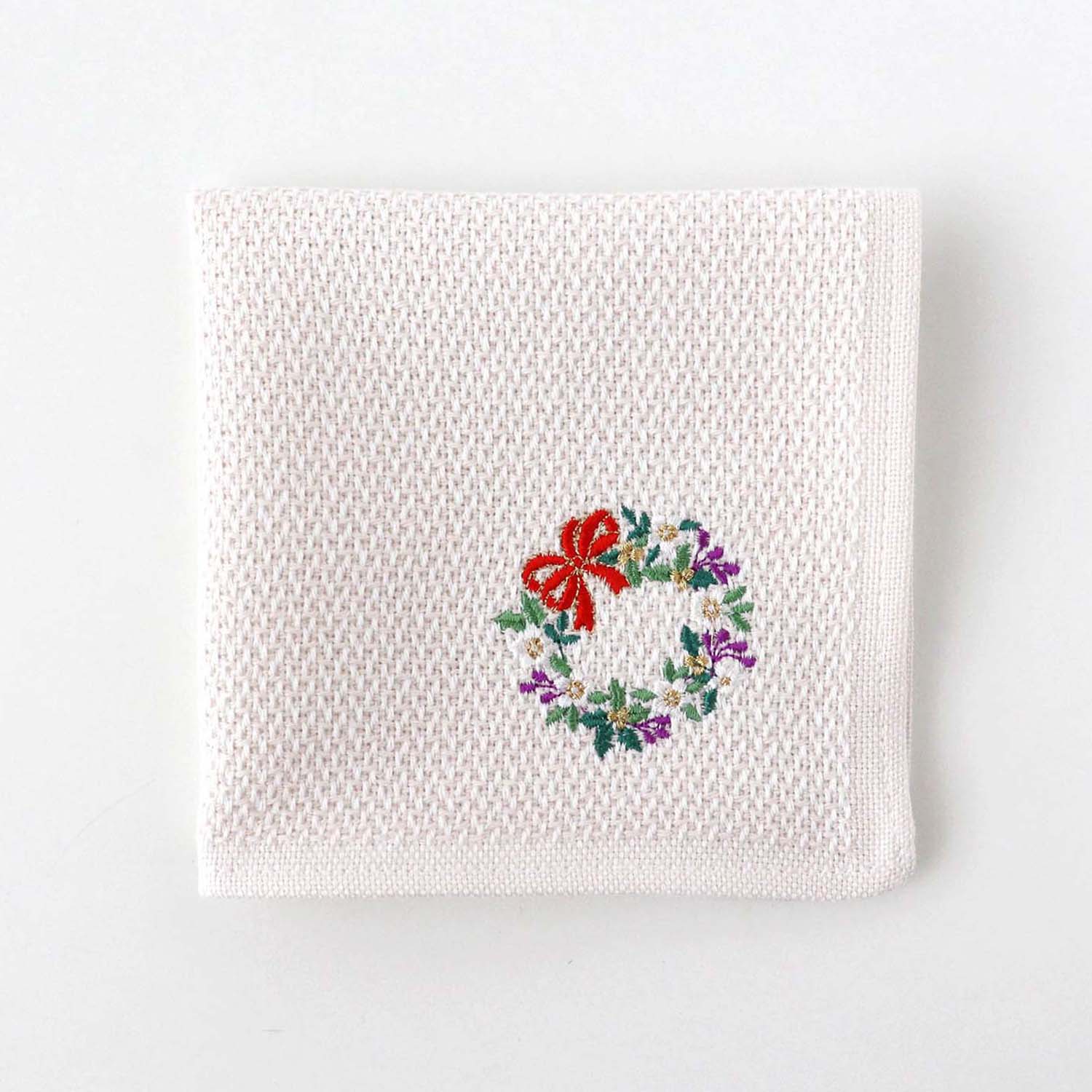 Holiday embroidery handkerchief [wreath] mico Type A