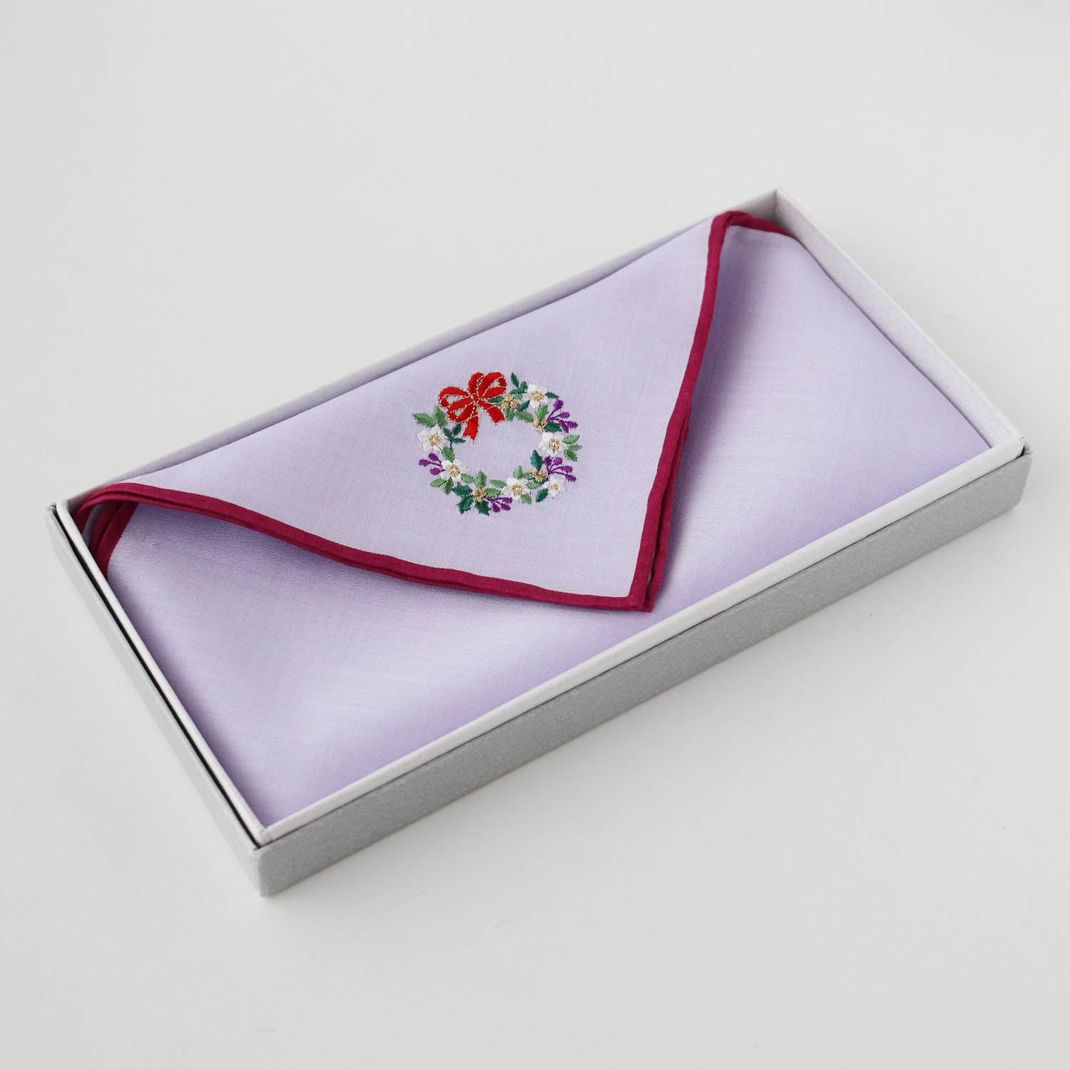 Holiday embroidery handkerchief [Wreath] SIC108 color
