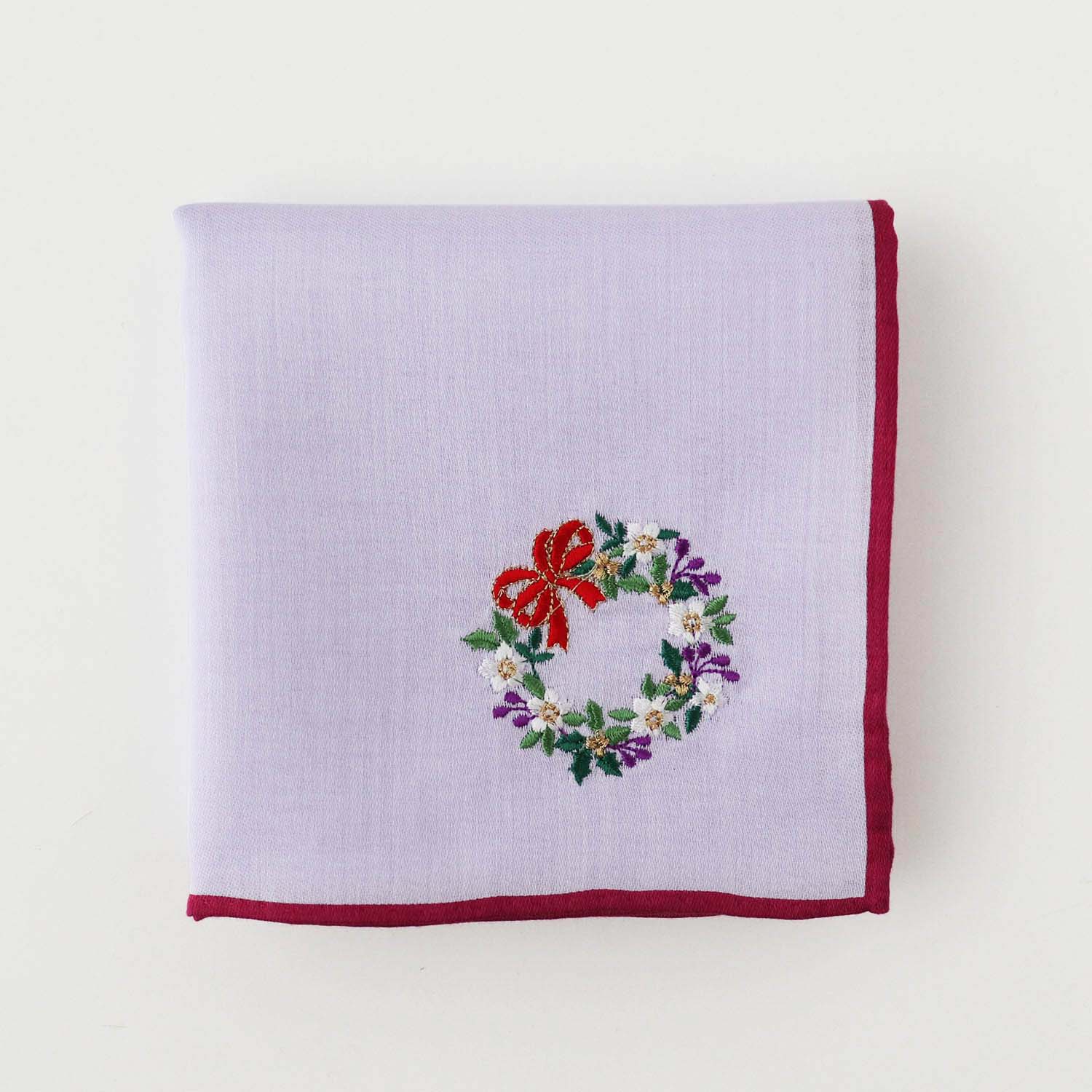 Holiday embroidery handkerchief [Wreath] SIC108 color