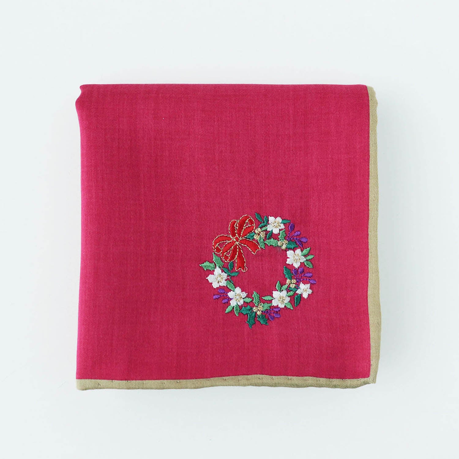 Holiday embroidery handkerchief [Wreath] SIC108 color