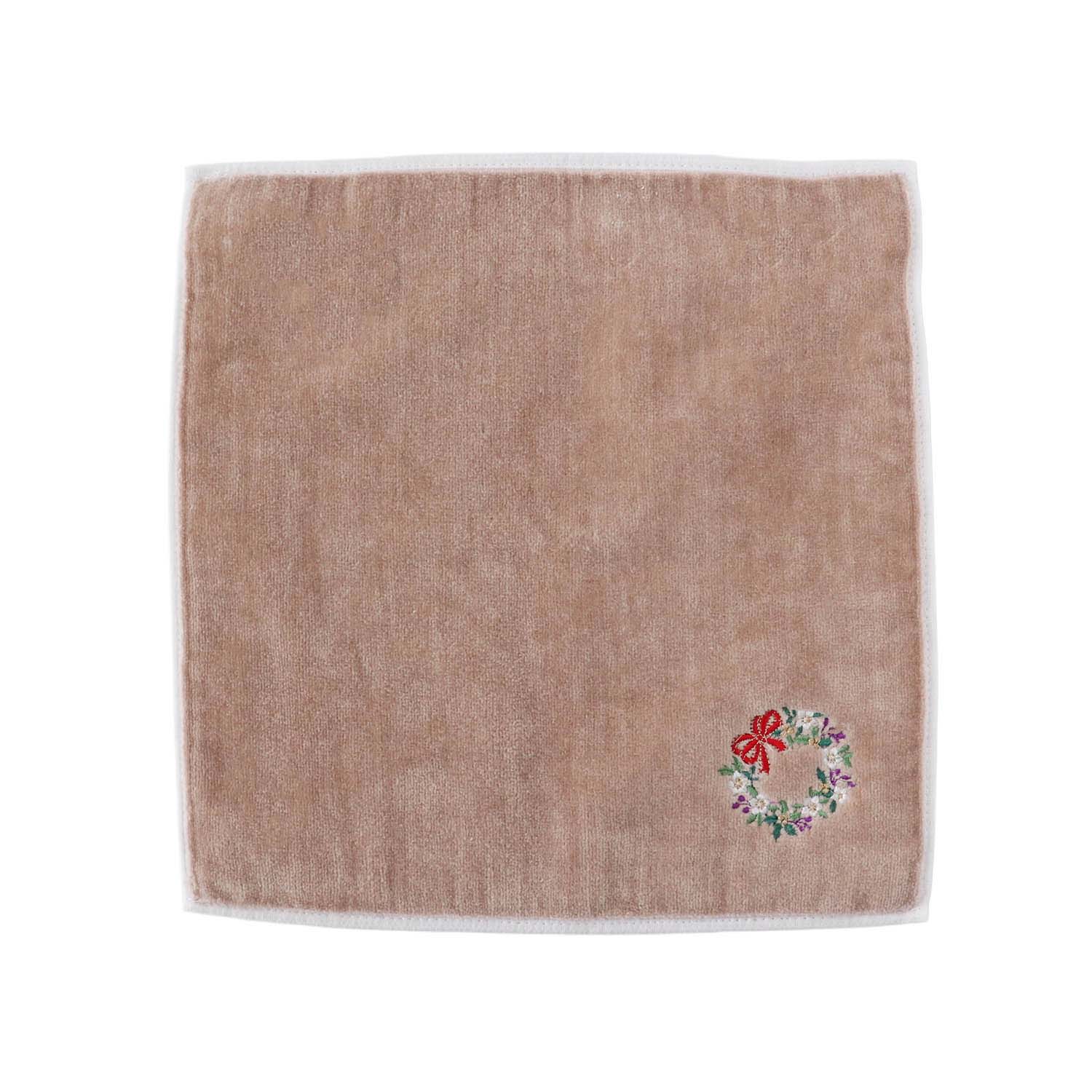 ホリデー刺繍ハンカチ［リース］SICカラータオル
