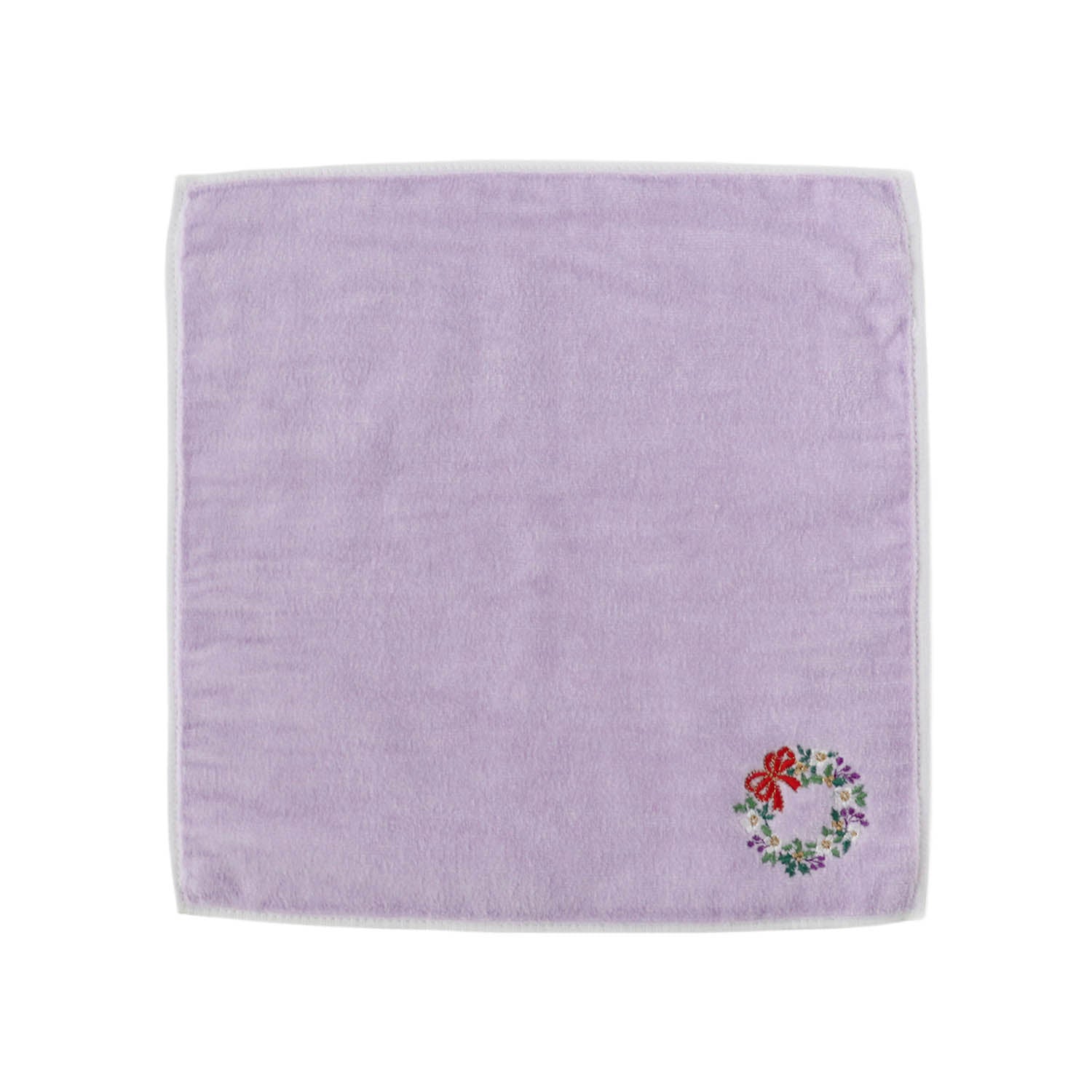 ホリデー刺繍ハンカチ［リース］SICカラータオル