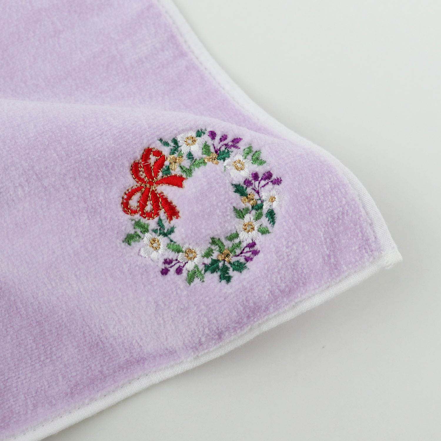 ホリデー刺繍ハンカチ［リース］SICカラータオル