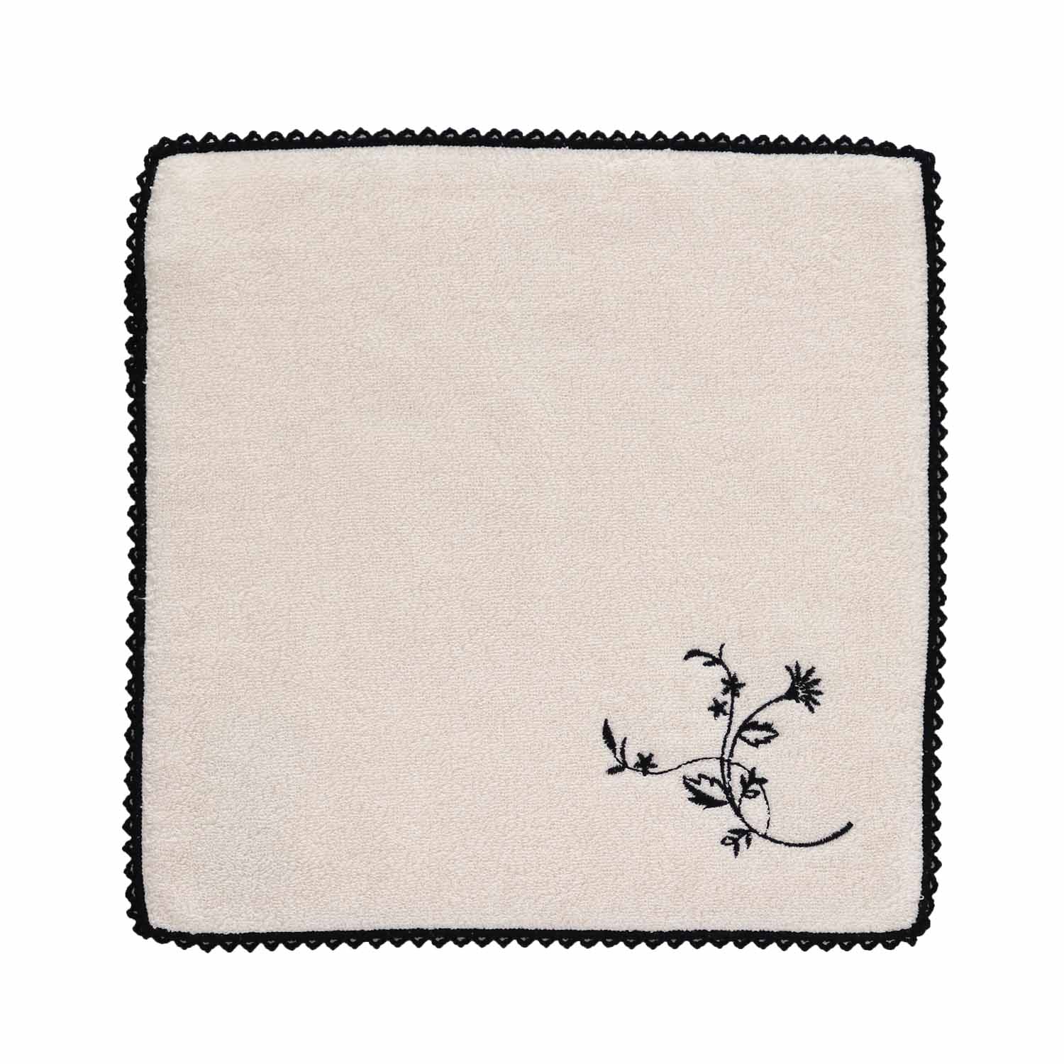 Organic Towel Handkerchief with Flower Embroidery