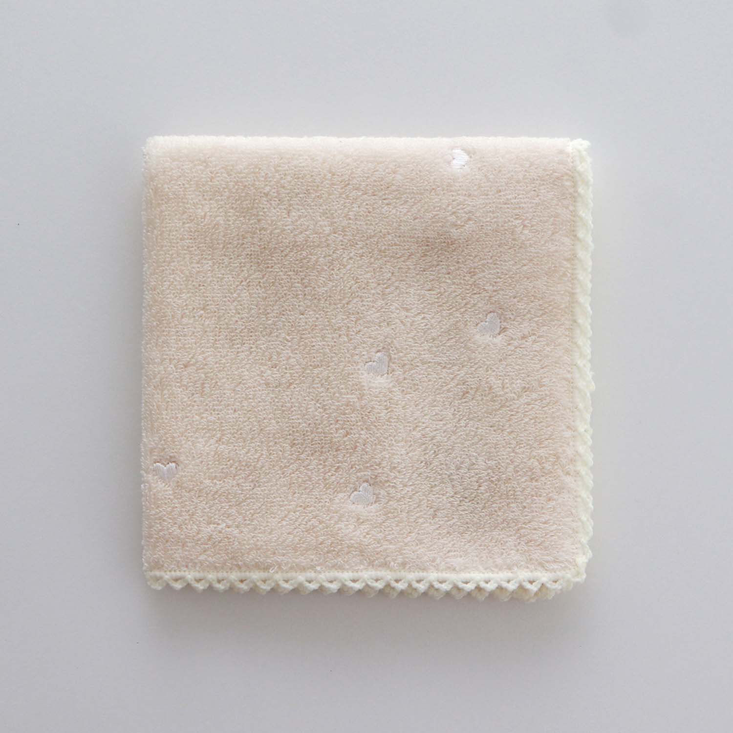 Organic Towel Handkerchief Heart Emb.