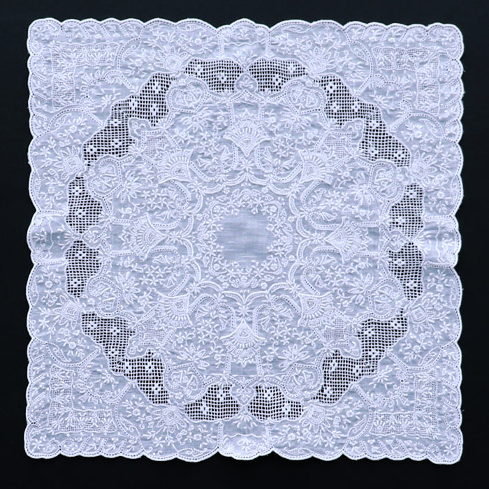 Hand Embroidered Shantou Handkerchief - 35-1577