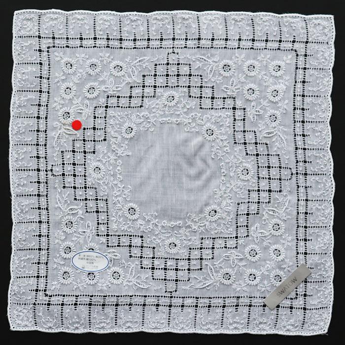 Hand Embroidered Shantou Handkerchief - 37-7201