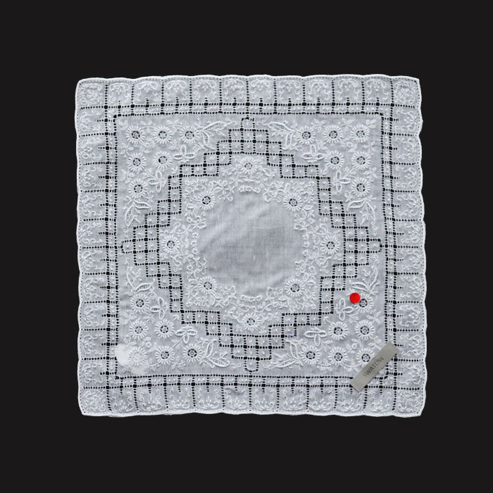 Hand Embroidered Shantou Handkerchief - 38-7201