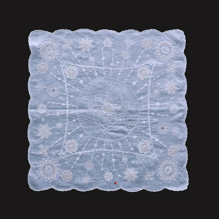 Hand Embroidered Shantou Handkerchief - 28-8104