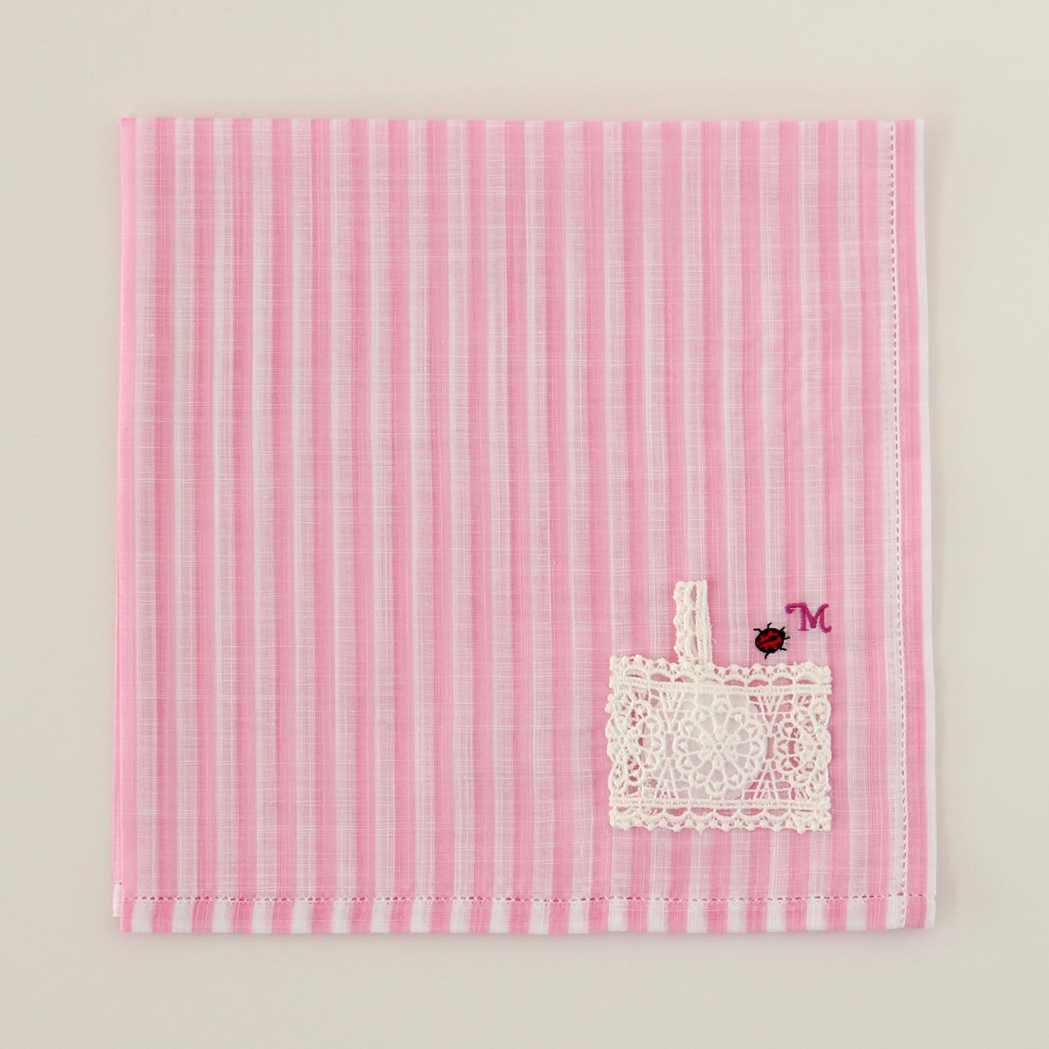 Sachet handkerchief with embroidered motif