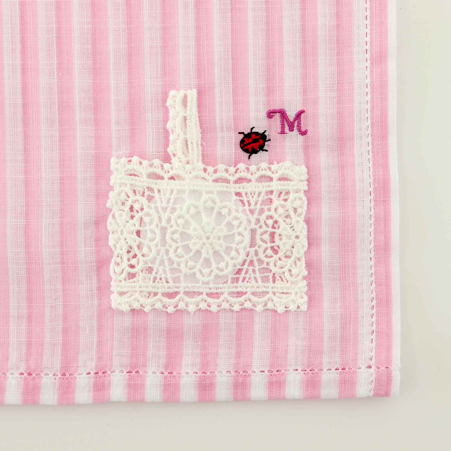 Sachet handkerchief with embroidered motif