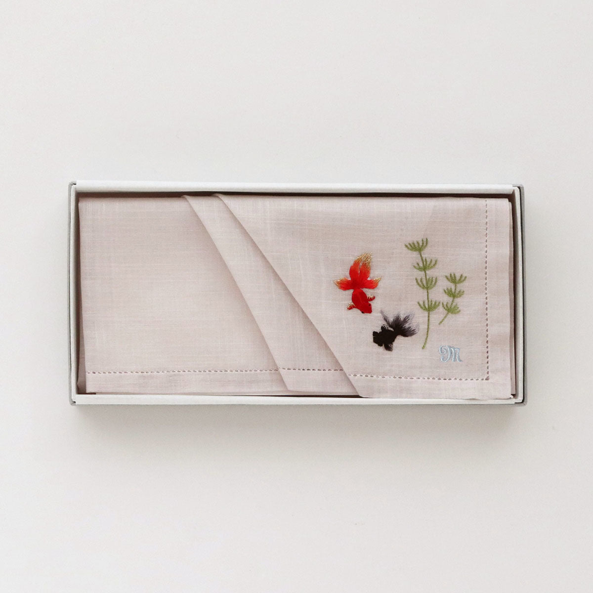 ベトナム手刺繍 ハンカチ 金魚