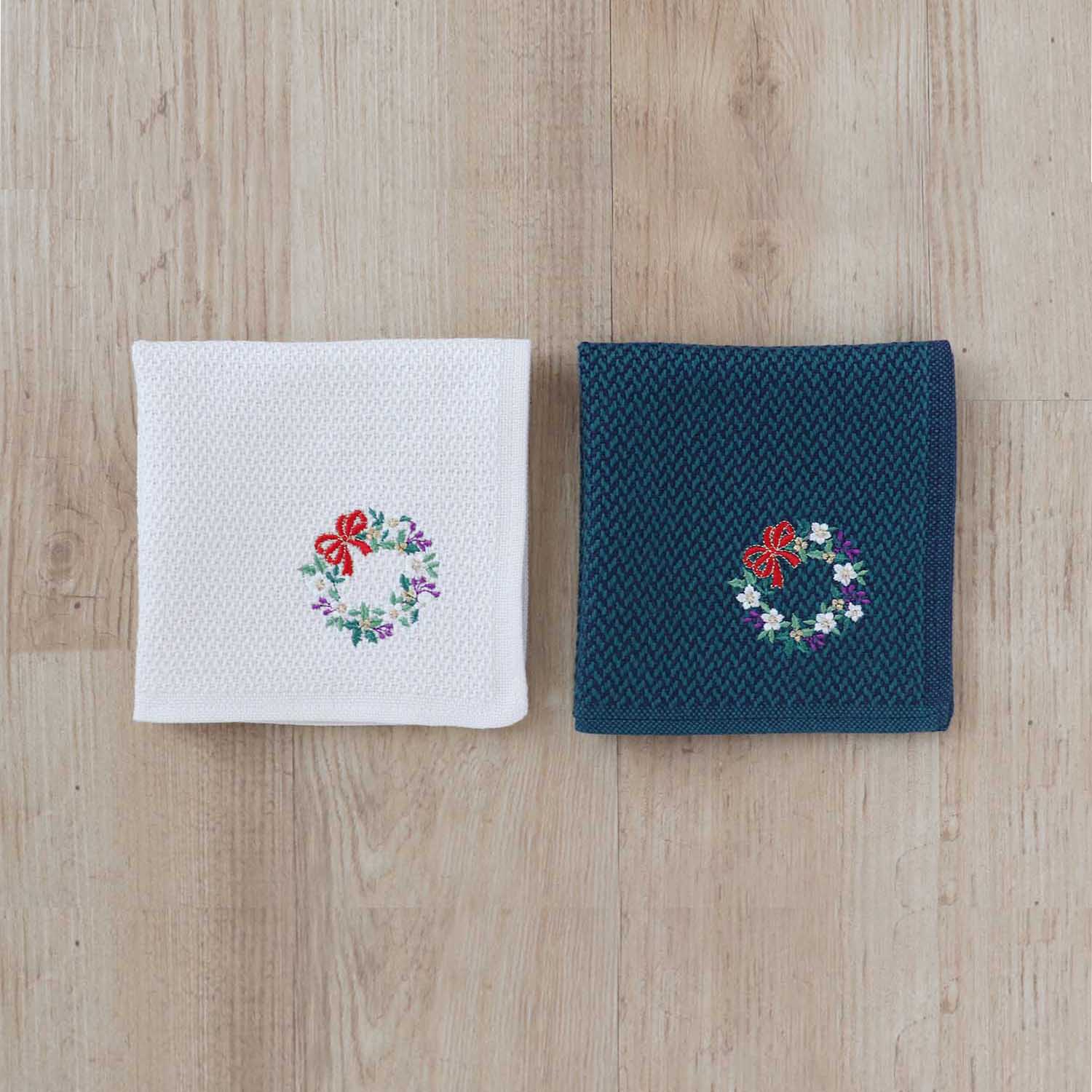 Holiday embroidery handkerchief [wreath] mico Type A