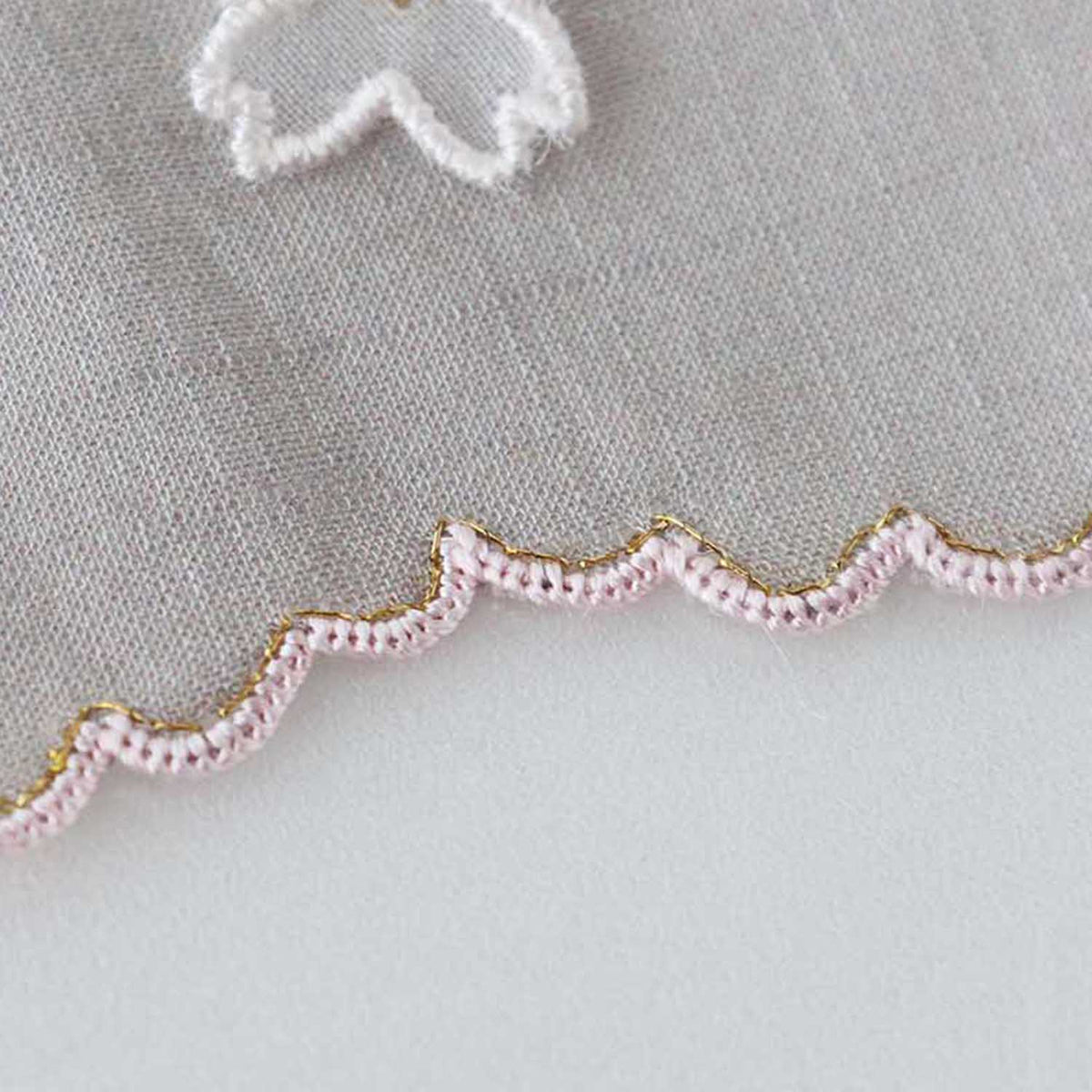 [Made-to-Order] Chiyo Uno Collaboration Handkerchief: Cherry Blossoms, Hand-Embroidered in Vietnam