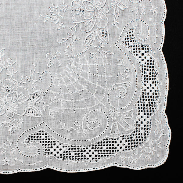 Shantou hand embroidered doron work handkerchief - SWATOW 2203