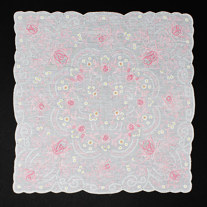 Shantou hand-embroidered doron work handkerchief - SWATOW 7000 (pink)