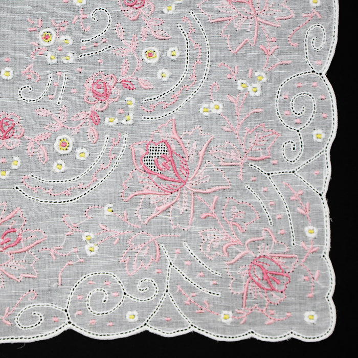Shantou hand-embroidered doron work handkerchief - SWATOW 7000 (pink)