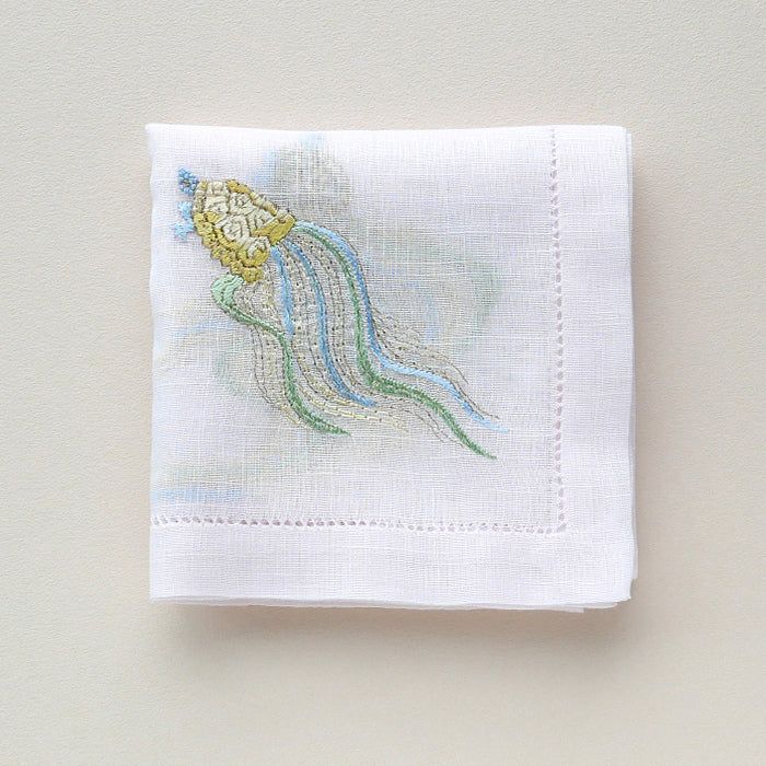 KAWARASHOEN Handkerchief -Vietnamese hand-embroidered tortoise- [Japanese Pattern Series