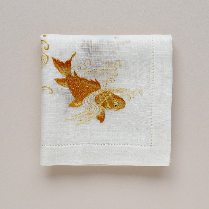 KAWARASHOEN Handkerchief -Vietnam Hand Embroidery Carp- [Japanese Pattern Series