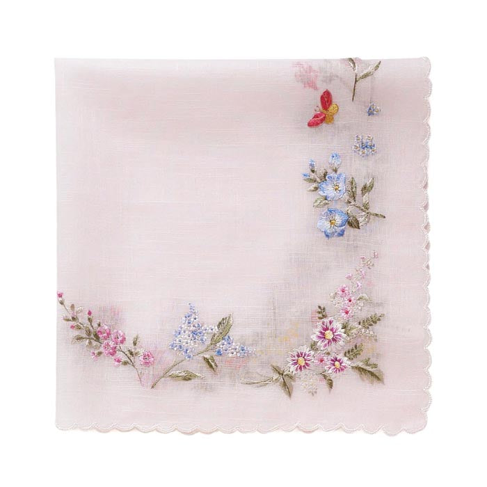 Vietnamese hand embroidery, flora (pink)