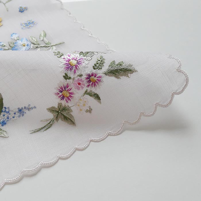 Vietnamese hand embroidery, flora (pink)
