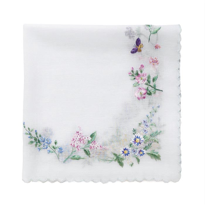 Vietnamese hand embroidery, flora (blue)