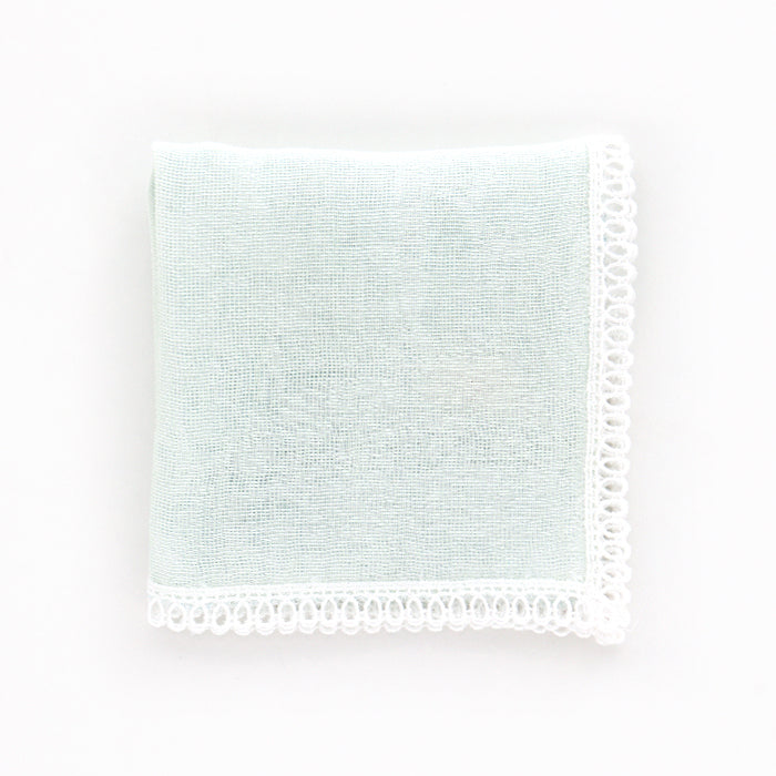 Washi 4-ply gauze handkerchief with lace