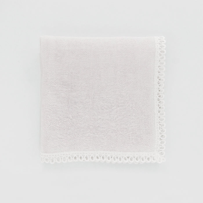 Washi 4-ply gauze handkerchief with lace