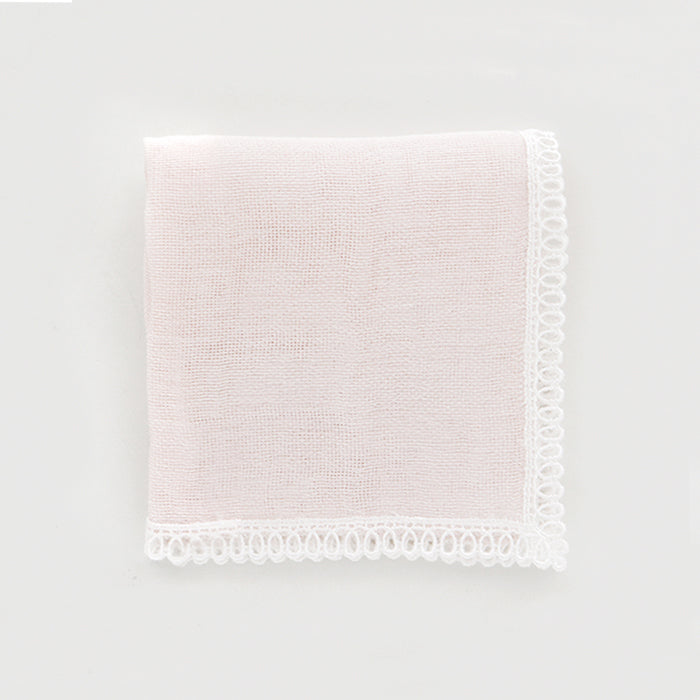 Washi 4-ply gauze handkerchief with lace