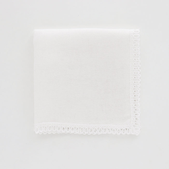 Washi 4-ply gauze handkerchief with lace