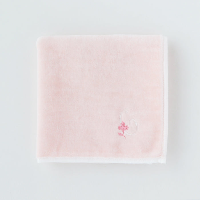 Online only: Initial Towel Handkerchief (Peach) [Sea Island Cotton