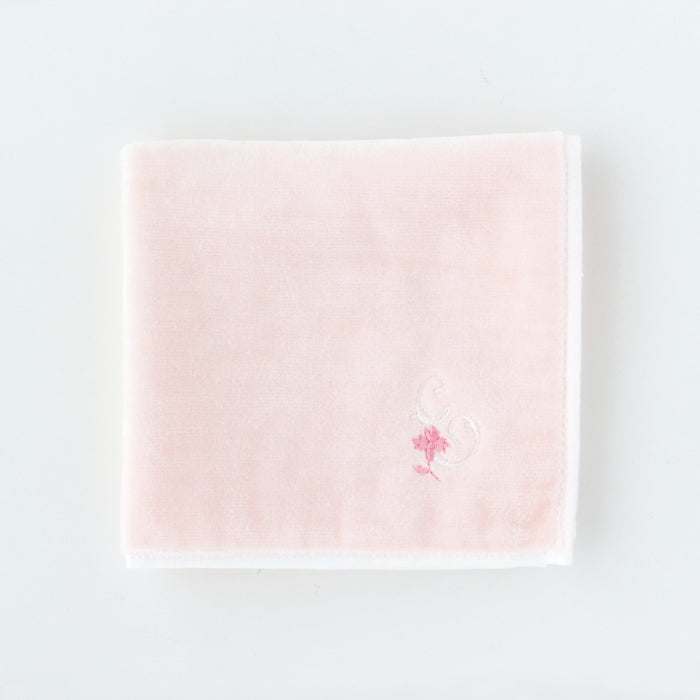 Online only: Initial Towel Handkerchief (Peach) [Sea Island Cotton