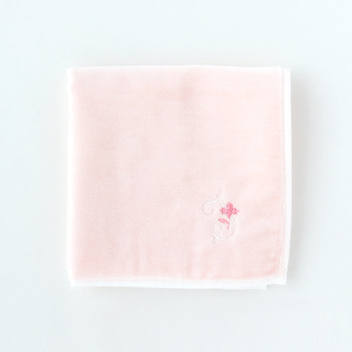 Online only: Initial Towel Handkerchief (Peach) [Sea Island Cotton