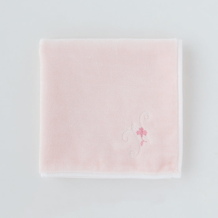 Online only: Initial Towel Handkerchief (Peach) [Sea Island Cotton