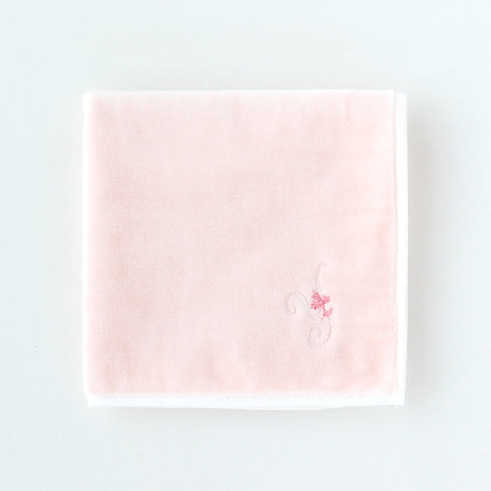 Online only: Initial Towel Handkerchief (Peach) [Sea Island Cotton